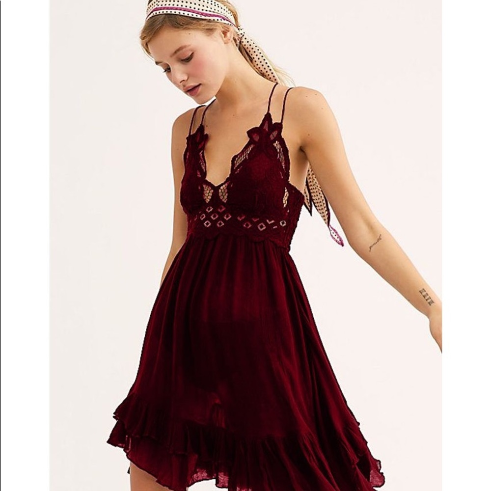Free People FP Adella Slip Dress Wine XS